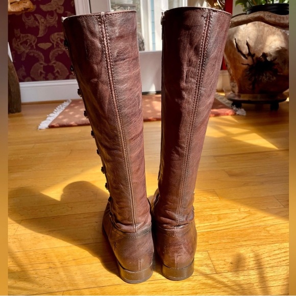 Frye Melissa Riding Boots | women’s size 9B | distressed brown - Picture 2 of 8